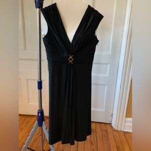 Jones New York Black Midi Dress with Gold Accent